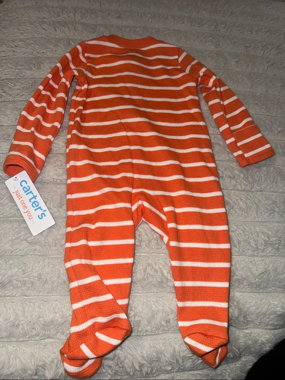 Carter's Orange & White Striped Pumpkin Footed Pajamas